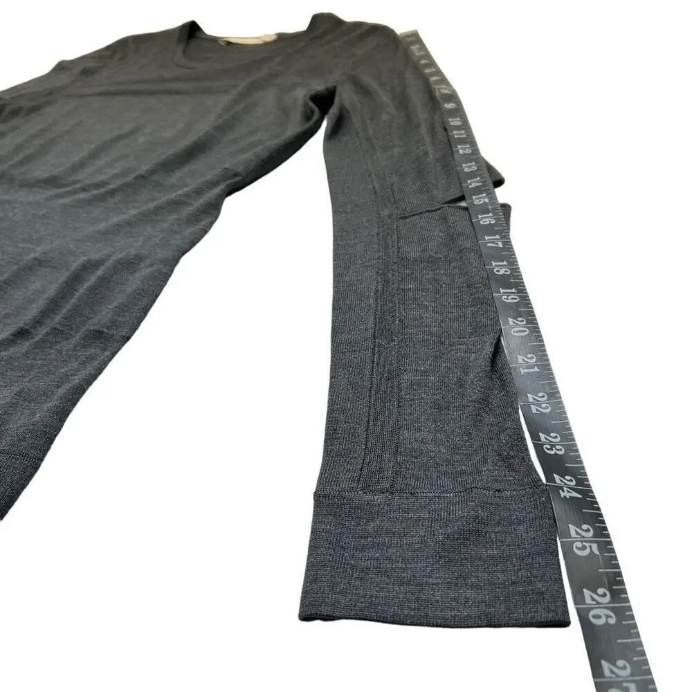 Jason Wu Light Knit Silk Top Size Large Gray Long-Sleeve Elbow Cut Wu Collection